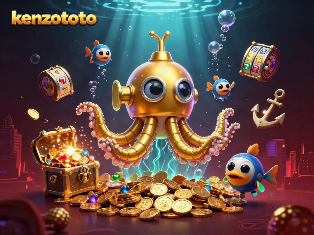 Experience thrilling wins with kenzototo in an enchanting underwater casino scene filled with gold coins.