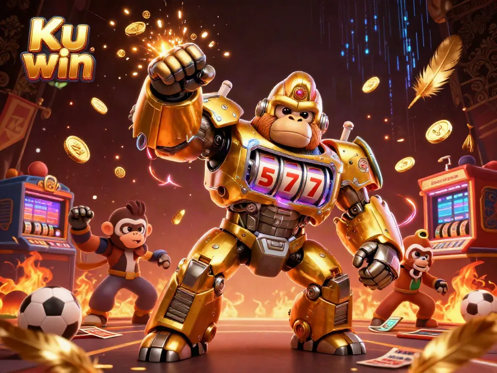 Spin and win big with Ku win in an exciting casino scene filled with energy and gold.