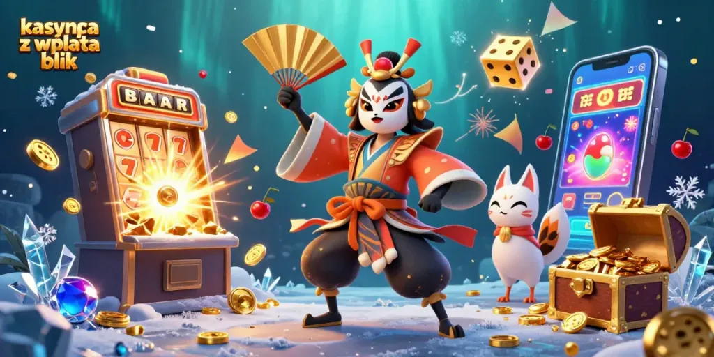 Experience kasyna z wplata blik with vibrant 3D characters and dynamic casino elements.