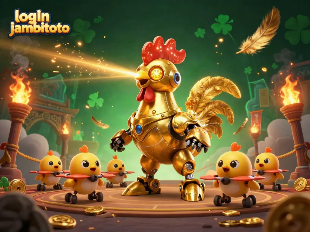 Engage with the login jambitoto experience through vibrant 3D illustration packed with dynamic gaming elements.
