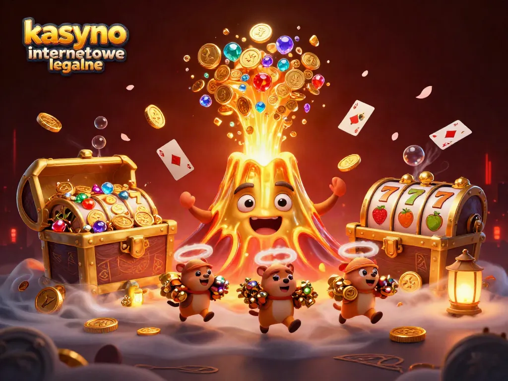 Engage with kasyno internetowe legalne's vibrant casino scene filled with treasures and slot reels.