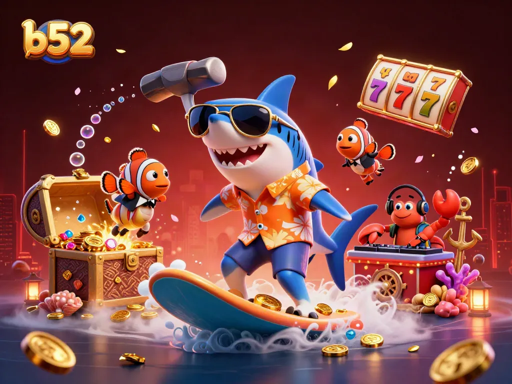 Play the b52 game and win big with our exciting casino-themed illustration!