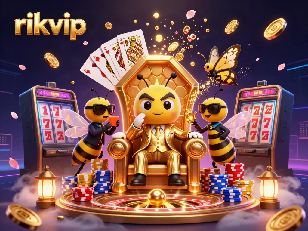 Experience thrilling gameplay with rikvip's vibrant 3D casino scene showcasing dynamic characters and immersive gaming elements.