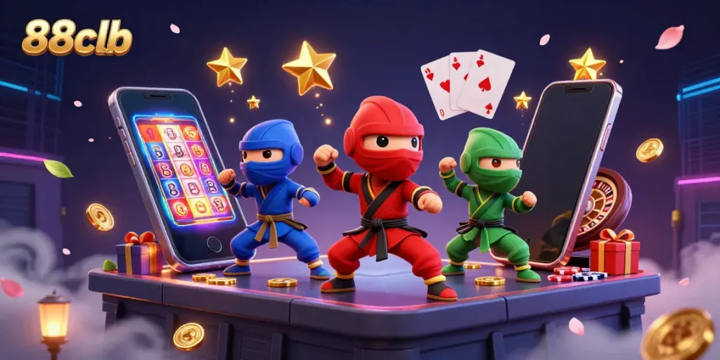 Experience the thrill of 88clb with ninja chameleons showcasing casino excitement through gaming elements.