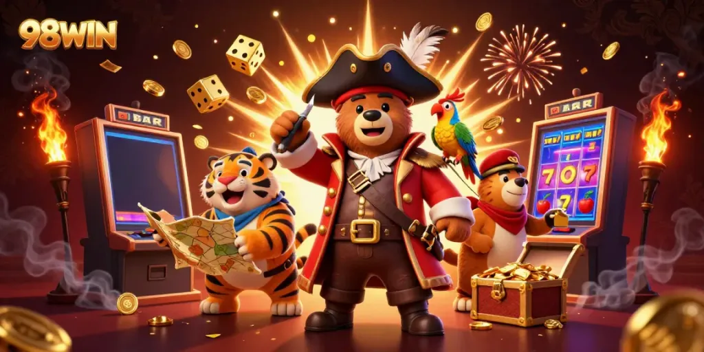 Engage with 98WIN’s thrilling gaming experience revealed through a vibrant 3D casino adventure.