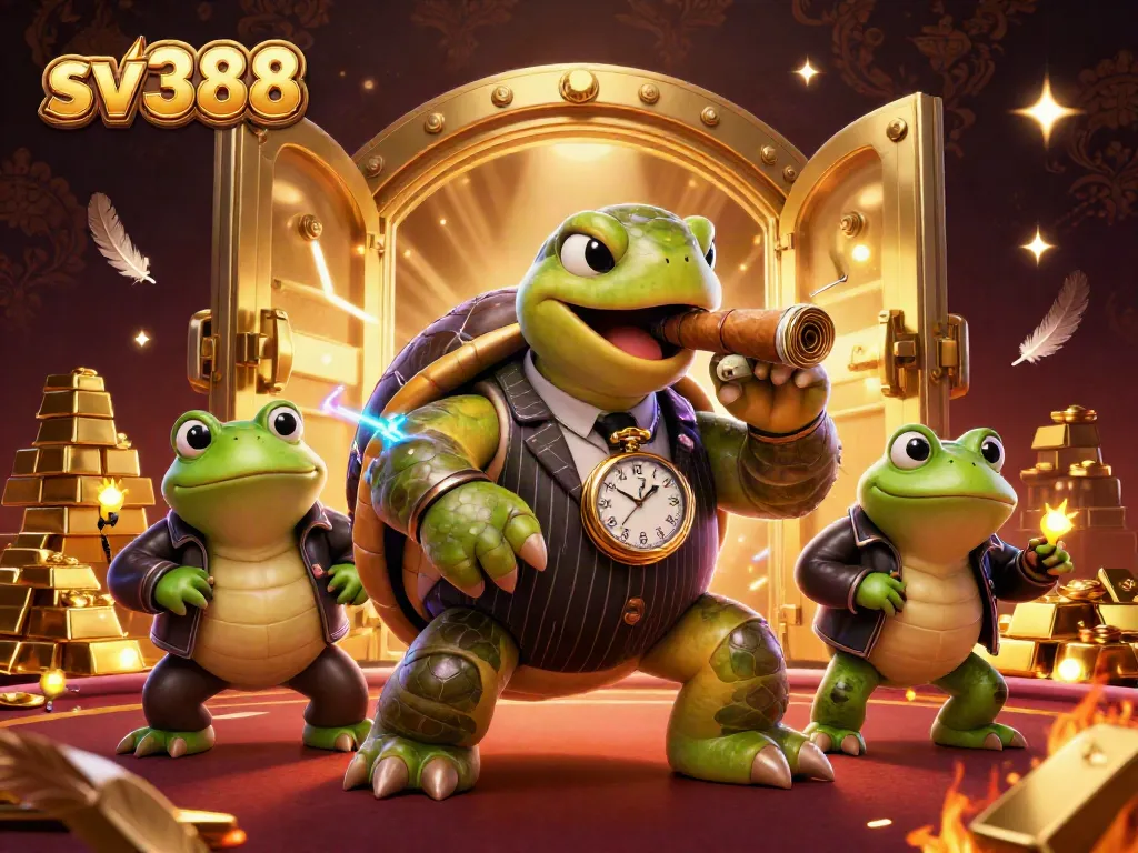Experience thrilling sv388 cockfighting with an engaging 3D illustration showcasing vibrant characters and dynamic casino elements.
