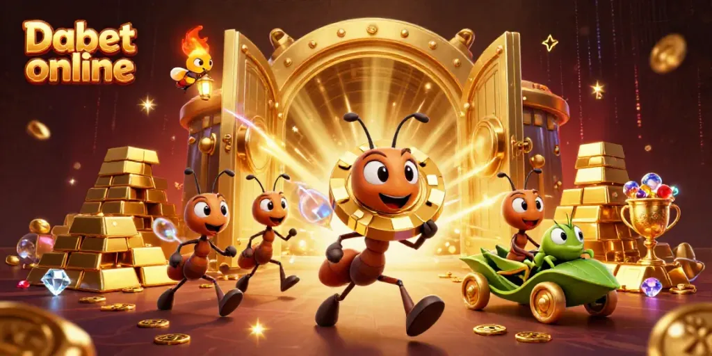 Dabet online highlights the adventurous heist with cartoon ants and dazzling casino treasures