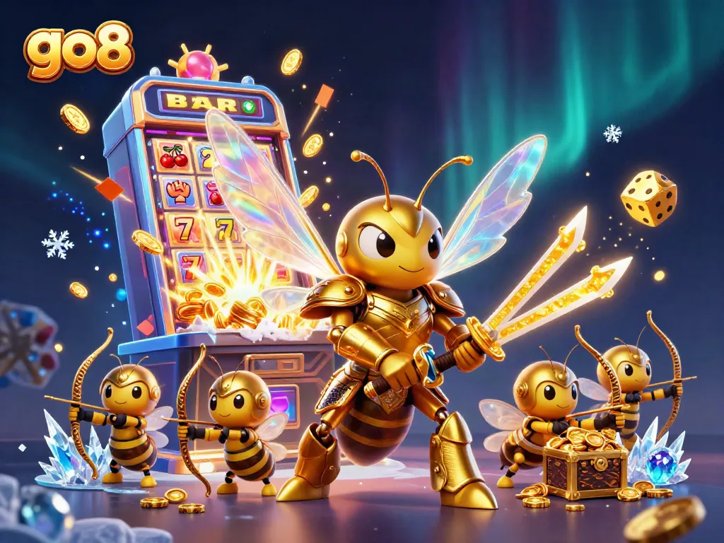 Experience the thrill of go8 gaming with a vibrant 3D casino scene featuring characters celebrating a jackpot.