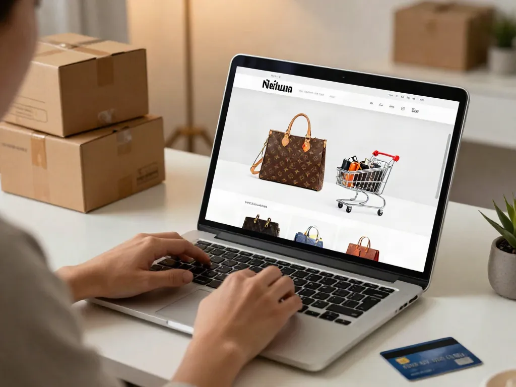 Premium replica bags showcased during online shopping experience, e-commerce platform, buyer's guide.
