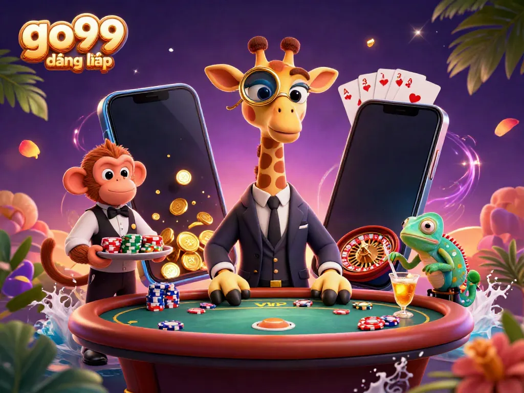 Experience the thrill of go99 đăng nhập with a high-roller giraffe at a VIP poker table.