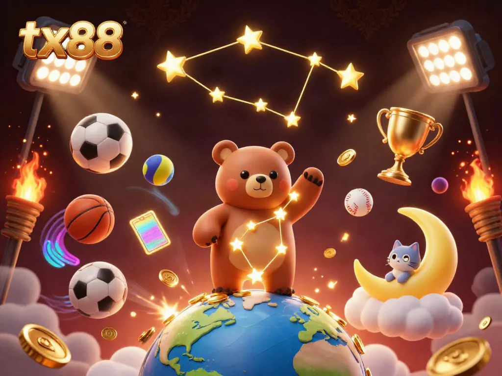 Experience the energetic world of tx88 sports betting with cartoon characters and vibrant gaming elements