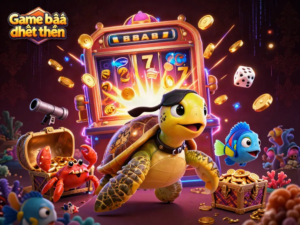 Engage in vibrant underwater action with Game bắn cá đổi thưởng featuring pirate turtle and colorful sea creatures.