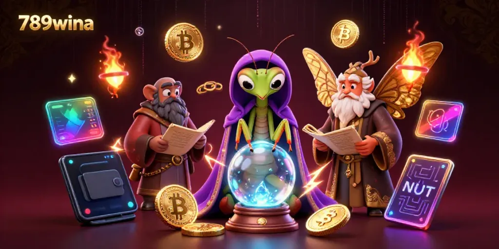 Win big with 789wina's animated fortune teller and casino magic in a vibrant 3D scene.