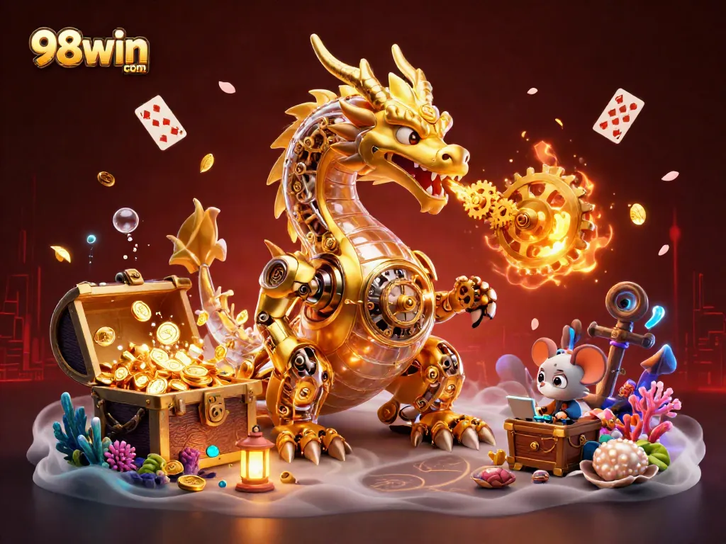 Experience vibrant gaming with 98win com in a rich, dynamic 3D casino scene.