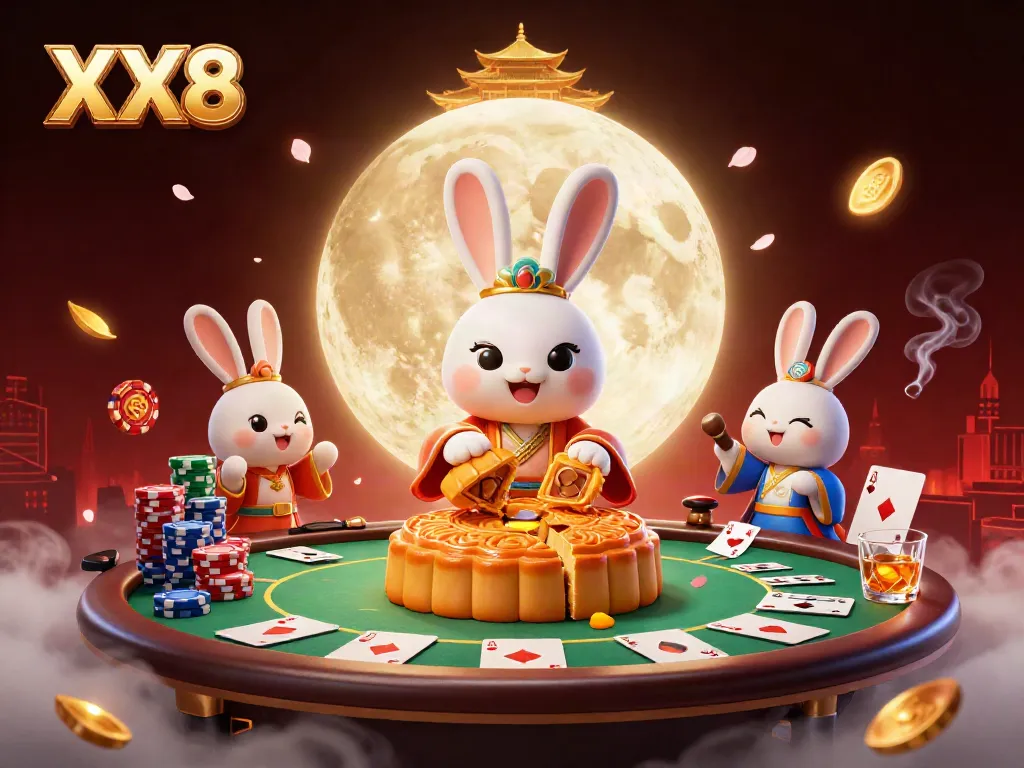 Experience the thrill of poker with XX8's exciting 3D illustration featuring dynamic gaming elements.