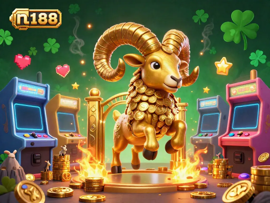 Engaging 3D illustration showcasing n188's thrilling casino atmosphere with vibrant games and characters.