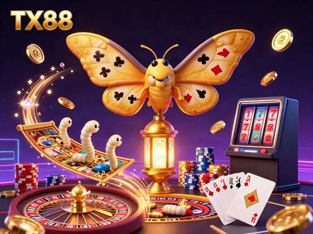Experience the vibrant casino scene with TX88's unique butterfly and interactive gaming elements.