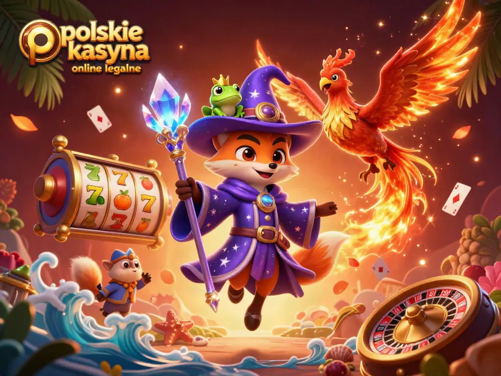 Engage with polskie kasyna online legalne through a vibrant casino-themed 3D illustration showcasing luck and excitement.