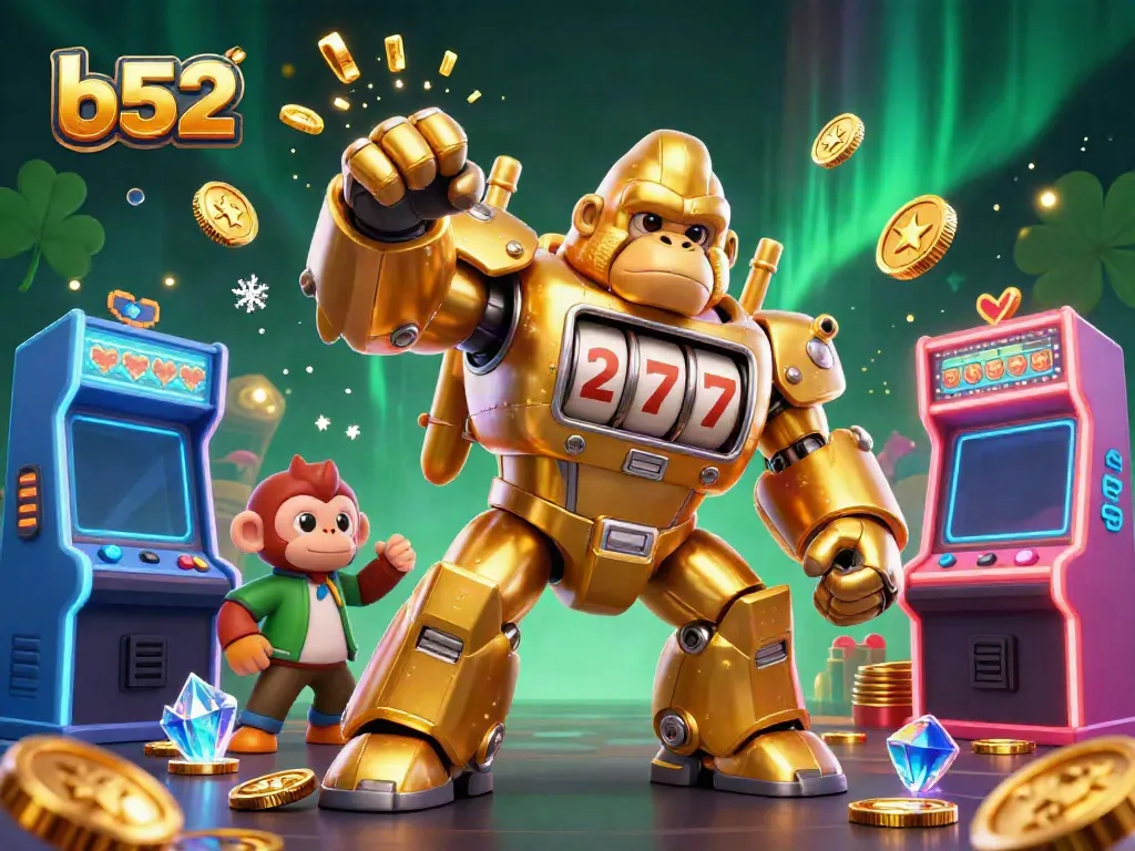 Engage with thrilling b52 gaming experiences as the golden gorilla mech bursts through a cascade of coins.