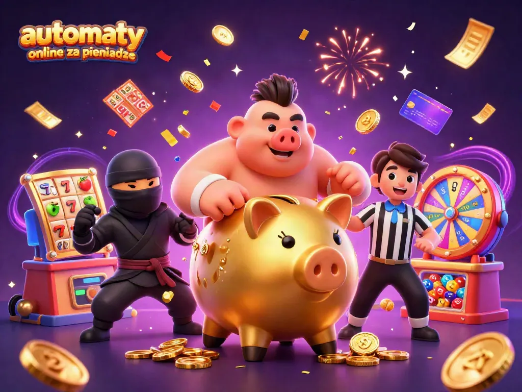 Play automaty online za pieniadze with vibrant casino elements and lively characters.