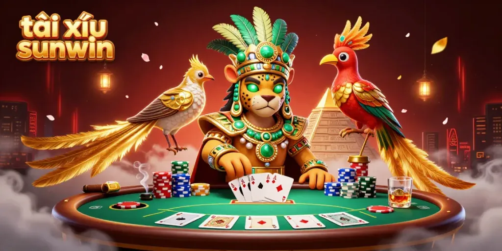 Experience the thrill of tài xỉu sunwin in an ultra-detailed 3D casino scene with vibrant characters.