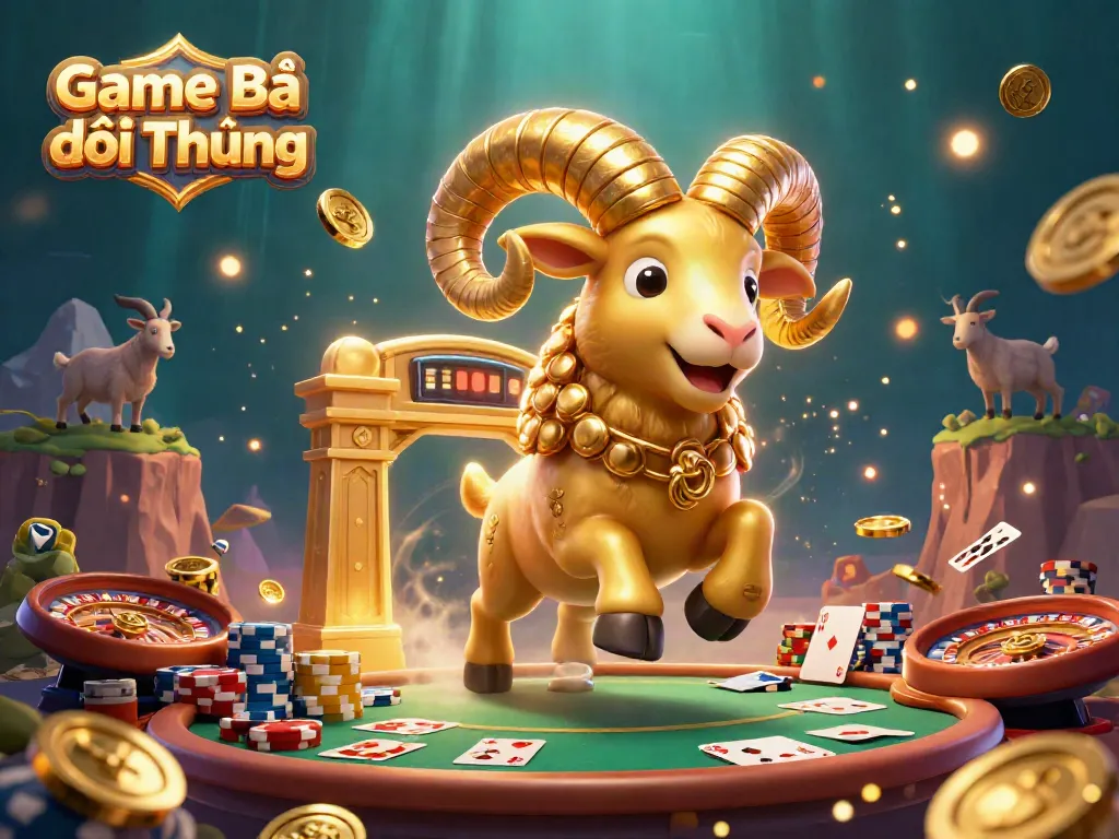 Experience exhilarating Game Bài Đổi Thưởng moments with a charging ram in a vibrant casino setting.