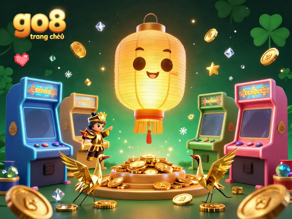 Join the action at go8 trang chủ, featuring vibrant characters and arcade elements in a thrilling casino scene.